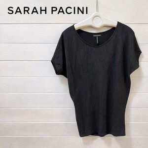 SARAH PACINI Black Textured Tunic Top Made in Italy one size